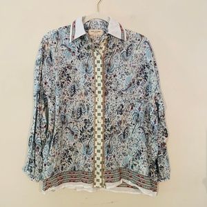 Max Studio London Paisley Button Down Shirt Size S
